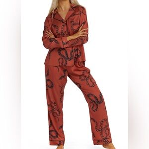 NWOT Wolf & Whistle Satin Snake Print Pajama Set